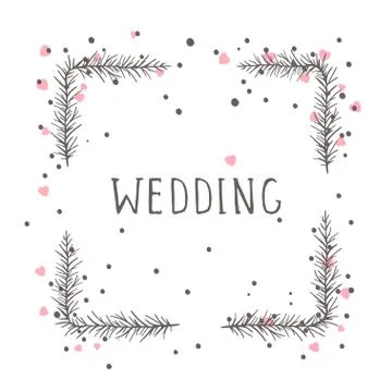 Vector hand drawn illustration of text WEDDING Stock Illustration