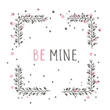 Vector hand drawn illustration of text BE MINE Stock Illustration