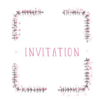 Vector hand drawn illustration of text INVITATION Stock Illustration