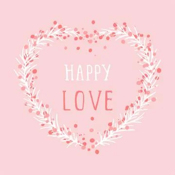 Vector hand drawn illustration of text HAPPY LOVE  Stock Illustration
