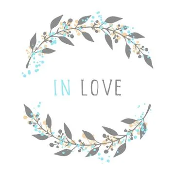 Vector hand drawn illustration of text IN LOVE Stock Illustration