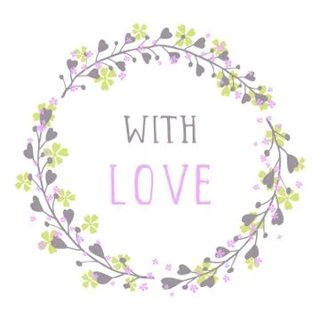 Vector hand drawn illustration of text WITH LOVE  Stock Illustration