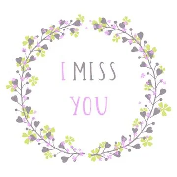 Vector hand drawn illustration of text I MISS YOU Stock Illustration