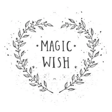 Vector hand drawn illustration of text MAGIC WISH Illustrazione stock