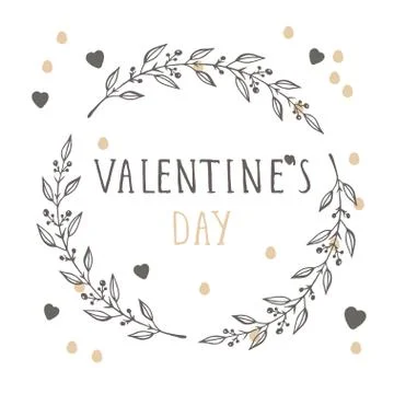 Vector hand drawn illustration of text VALENTINE'S DAY Illustrazione stock