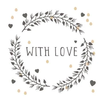 Vector hand drawn illustration of text WITH LOVE Stock Illustration