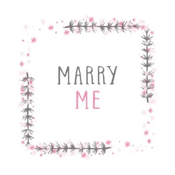 Vector hand drawn illustration of text MARRY ME Stock Illustration