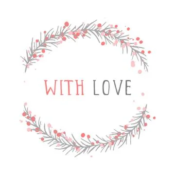 Vector hand drawn illustration of text WITH LOVE Stock Illustration