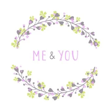 Vector hand drawn illustration of text ME AND YOU Stock Illustration