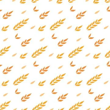 Vector hand drawn illustration. Vector seamless pattern with cereal ears Stock Illustration