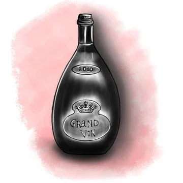 Vector hand drawn illustration of wine bottle in dark bottle Stock Illustration