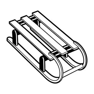 Vector hand drawn isolated winter sled. Sleigh sketch Stock Illustration