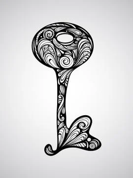 Vector hand drawn key Stock Illustration