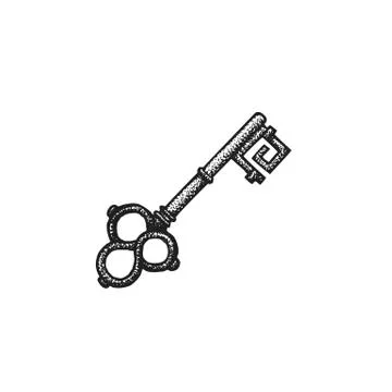 Vector hand drawn key illustration. Stock Illustration