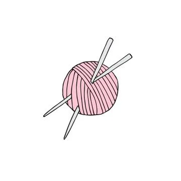 Vector hand drawn knitting threads and needles Stock Illustration