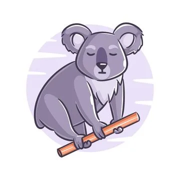 Vector hand drawn koala on the tree branch Stock Illustration