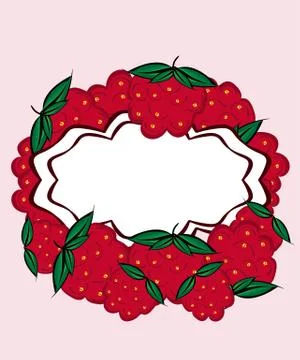 Vector hand drawn label raspberry Illustrazione stock