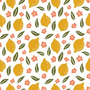 Vector hand drawn lemon seamless pattern Stock Illustration