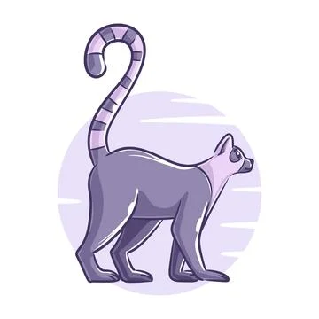 Vector hand drawn lemurs cartoon character Stock Illustration