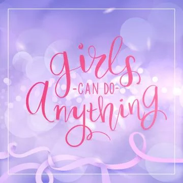 Vector hand drawn lettering phrase. Bokeh and blur background. Stock Illustration