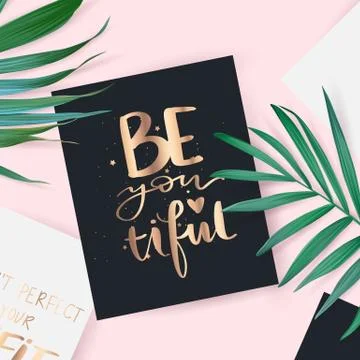 Vector hand drawn lettering phrase. Motivation and inspiration gold quote. Stock Illustration