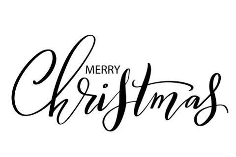 Vector hand drawn lettering phrases. Merry Christmas and Happy New Year Stock Illustration