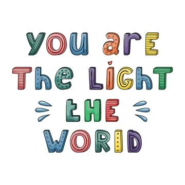 Vector hand-drawn lettering with stripes and dots. You are the light of the w Stock Illustration