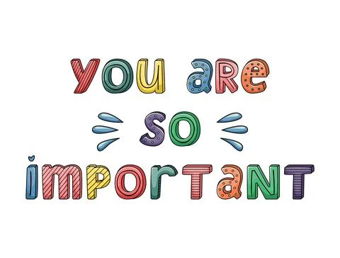 Vector hand-drawn lettering with stripes and dots. You are so important Stock Illustration