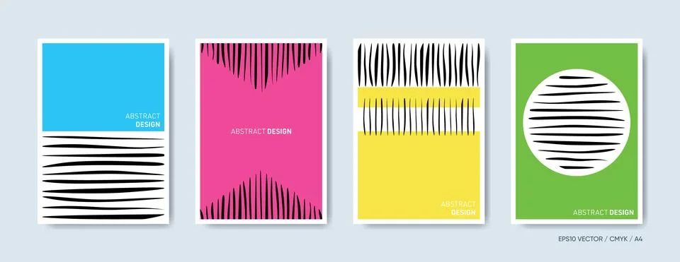 Vector hand drawn lines brochure cover designs イラスト素材