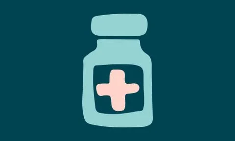 Vector hand drawn medicine bottle illustration Stock Illustration