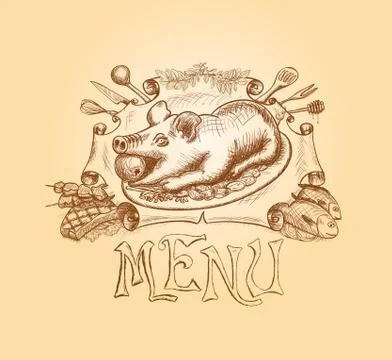 Vector hand drawn menu title design Stock Illustration