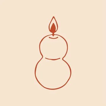 Vector hand drawn minimalist burning candle in an organic gourd or pear shape 库存插图
