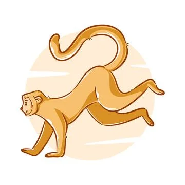 Vector hand drawn monkey cartoon character Stock Illustration
