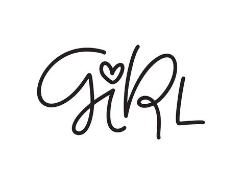 Vector hand drawn monoline dino text Girl. scandinavian funny handwritting quote Stockillustratie