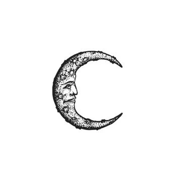 Vector hand drawn moon illustration. Illustrazione stock