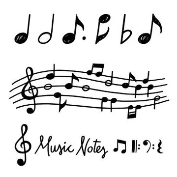 Vector Hand Drawn Music notes Illustrazione stock