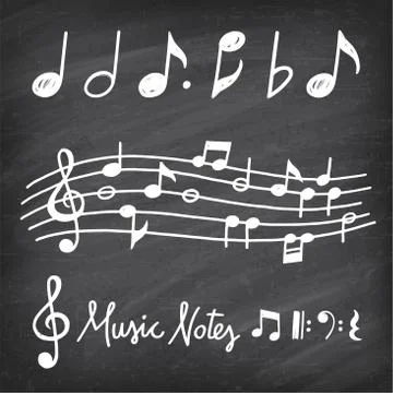 Vector Hand Drawn Music notes Illustrazione stock