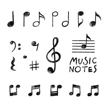 Vector Hand Drawn Music notes Stock Illustration