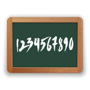 Vector Hand Drawn Numbers on Green Blackboard Illustrazione stock