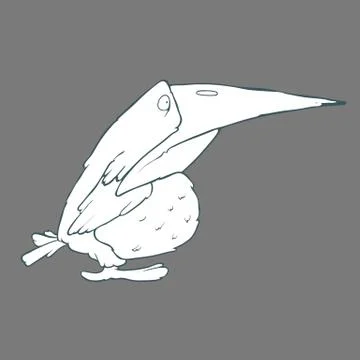 Vector hand drawn or raven funny crow bird on plain background Stock Illustration