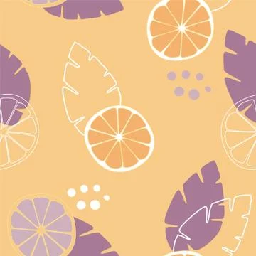 Vector hand drawn orange fruit seamless pattern. Fresh summer illustration Stock Illustration
