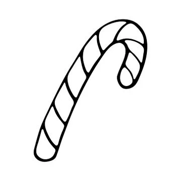 Vector hand drawn outline illustration of sweet candy cane Stock Illustration