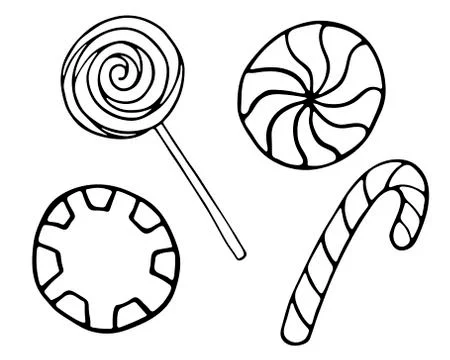 Vector hand drawn outline illustration of sweet candies Stock Illustration