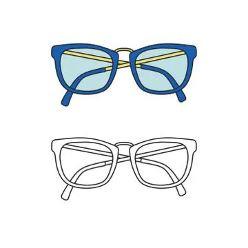 Vector hand-drawn outline isolated pair of glasses Stock Illustration