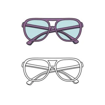 Vector hand-drawn outline isolated pair of glasses Stock Illustration