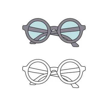 Vector hand-drawn outline isolated pair of glasses Stock Illustration