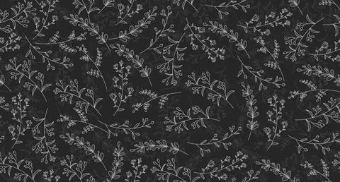 Vector hand drawn pattern with autumn elements on the dark gray background... Stock Illustration