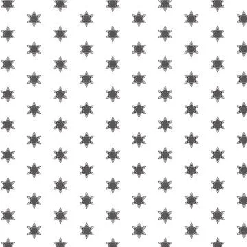Vector hand drawn pattern with gray repeating stars on white background Stock Illustration