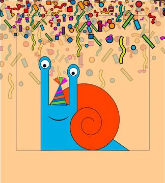 Vector hand drawn pattern with stylized cartoon snails on the light backgroun Illustrazione stock