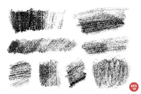 Vector hand drawn pencil like stains various shapes. Monochrome design elemen Stock Illustration